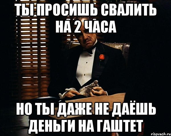 ты просишь свалить на 2 часа но ты даже не даёшь деньги на гаштет, Мем Дон Вито Корлеоне