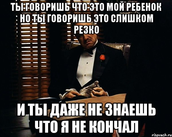 ты говоришь что это мой ребенок но ты говоришь это слишком резко и ты даже не знаешь что я не кончал, Мем Дон Вито Корлеоне