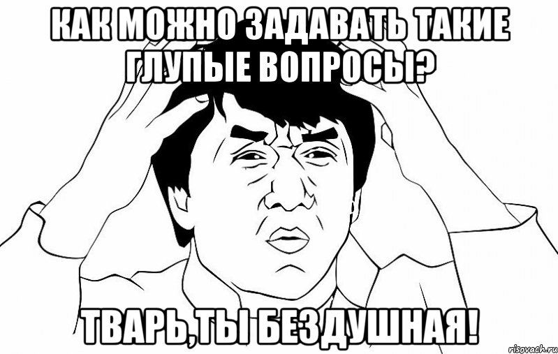 как можно задавать такие глупые вопросы? тварь,ты бездушная!, Мем ДЖЕКИ ЧАН