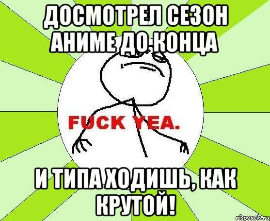 досмотрел сезон аниме до конца и типа ходишь, как крутой!, Мем фак е