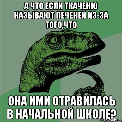 а что если ткаченю называют печеней из-за того,что она ими отравилась в начальной школе?, Мем Филосораптор