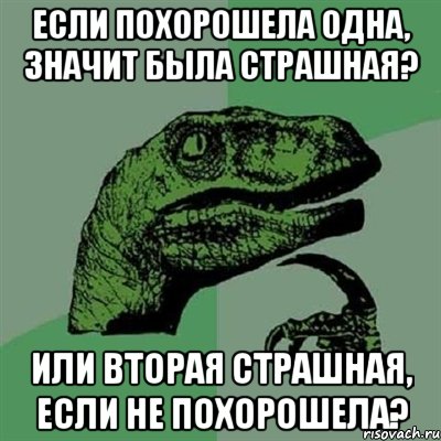 если похорошела одна, значит была страшная? или вторая страшная, если не похорошела?, Мем Филосораптор