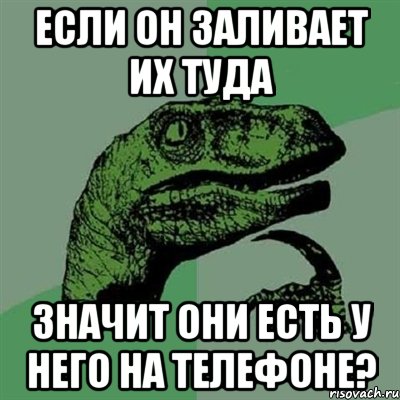 если он заливает их туда значит они есть у него на телефоне?, Мем Филосораптор