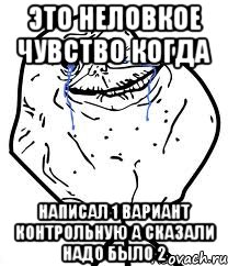 это неловкое чувство когда написал 1 вариант контрольную а сказали надо было 2