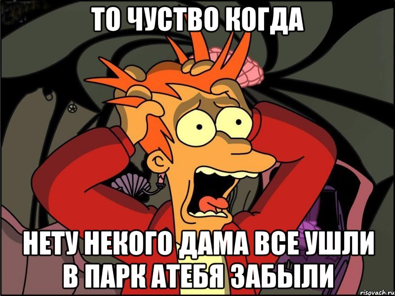 то чуство когда нету некого дама все ушли в парк атебя забыли, Мем Фрай в панике