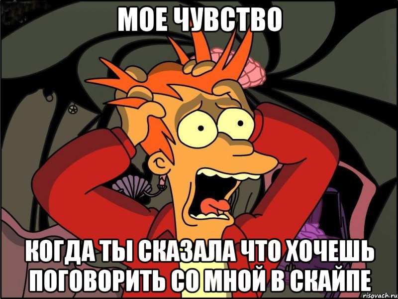 мое чувство когда ты сказала что хочешь поговорить со мной в скайпе, Мем Фрай в панике