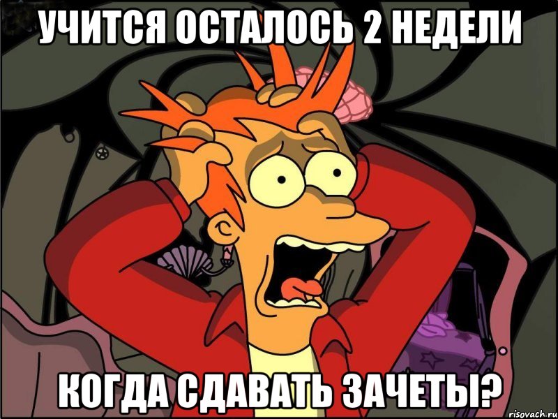 учится осталось 2 недели когда сдавать зачеты?, Мем Фрай в панике