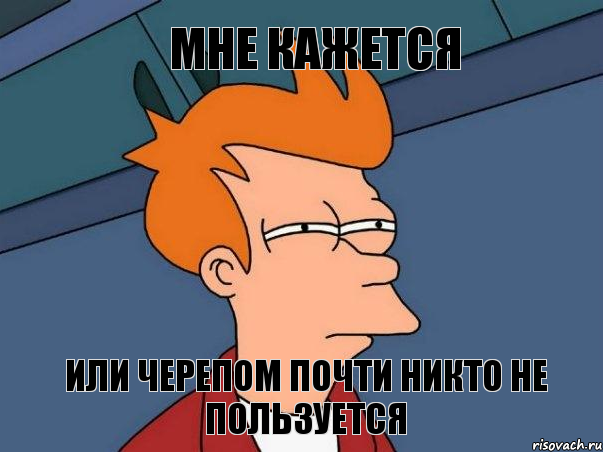 МНЕ КАЖЕТСЯ ИЛИ ЧЕРЕПОМ ПОЧТИ НИКТО НЕ ПОЛЬЗУЕТСЯ, Мем  Фрай (мне кажется или)