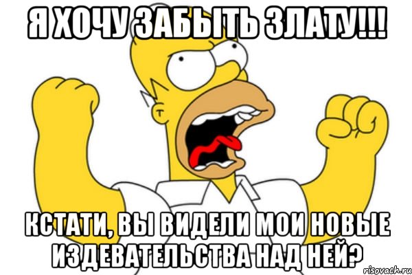 я хочу забыть злату!!! кстати, вы видели мои новые издевательства над ней?, Мем Разъяренный Гомер