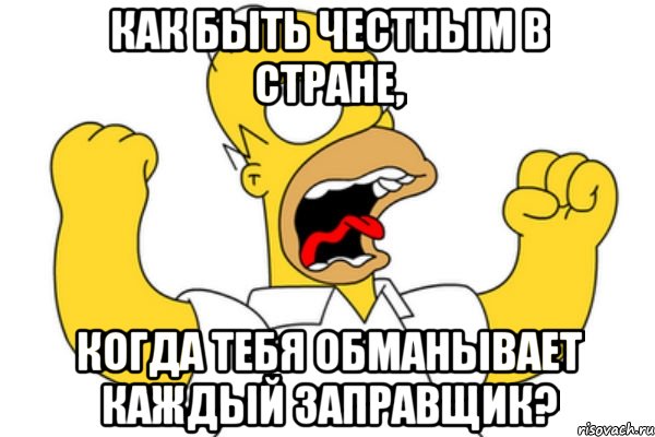 как быть честным в стране, когда тебя обманывает каждый заправщик?, Мем Разъяренный Гомер