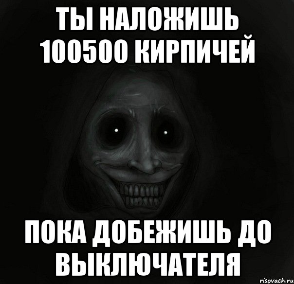 ты наложишь 100500 кирпичей пока добежишь до выключателя, Мем Ночной гость