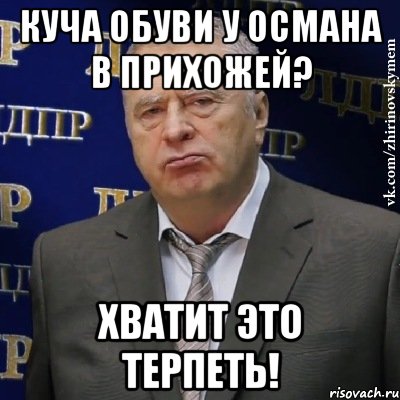 куча обуви у османа в прихожей? хватит это терпеть!, Мем Хватит это терпеть (Жириновский)