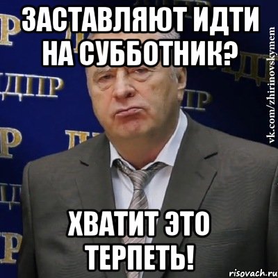 заставляют идти на субботник? хватит это терпеть!, Мем Хватит это терпеть (Жириновский)