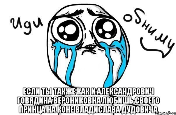  если ты также как и александрович говядина верониковна любишь своего принца на коне владислава дудовича, Мем Иди обниму