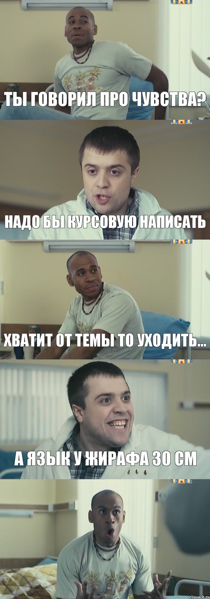 ты говорил про чувства? надо бы курсовую написать хватит от темы то уходить... а язык у жирафа 30 см , Комикс Интерны