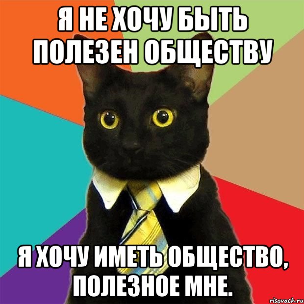 я не хочу быть полезен обществу я хочу иметь общество, полезное мне., Мем  Кошечка