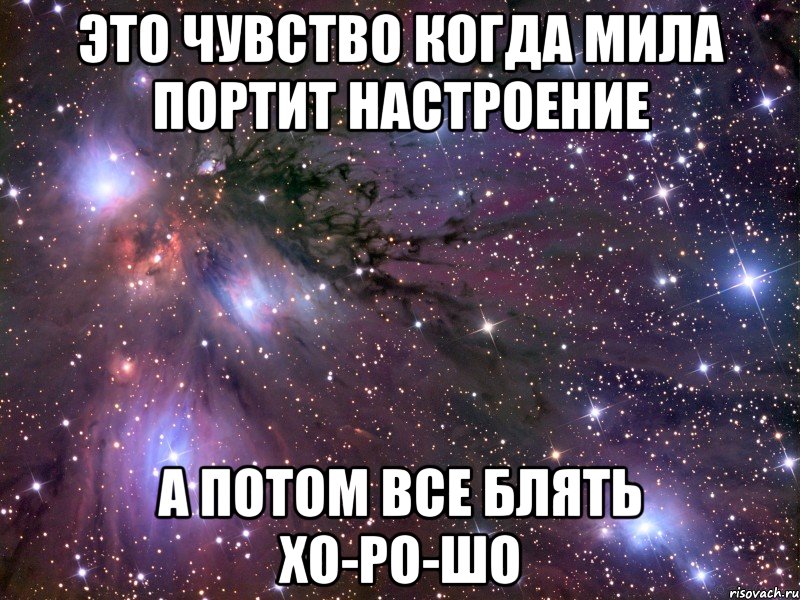 это чувство когда мила портит настроение а потом все блять хо-ро-шо, Мем Космос