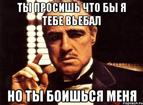 ты просишь что бы я тебе вьебал но ты боишься меня, Мем крестный отец