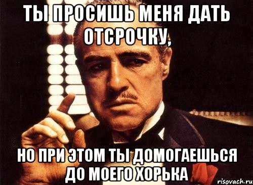 ты просишь меня дать отсрочку, но при этом ты домогаешься до моего хорька, Мем крестный отец