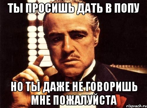 ты просишь дать в попу но ты даже не говоришь мне пожалуйста, Мем крестный отец