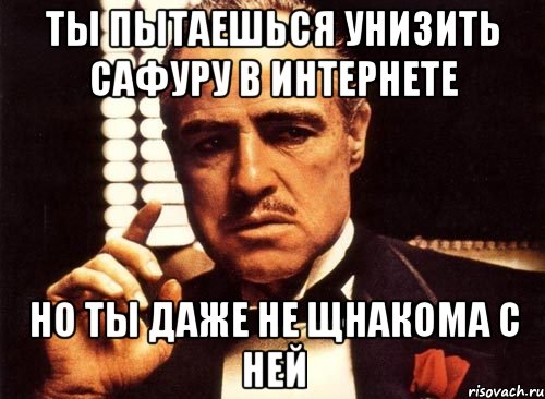 ты пытаешься унизить сафуру в интернете но ты даже не щнакома с ней, Мем крестный отец