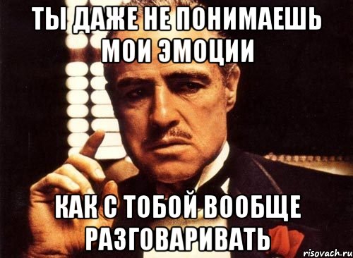 ты даже не понимаешь мои эмоции как с тобой вообще разговаривать, Мем крестный отец