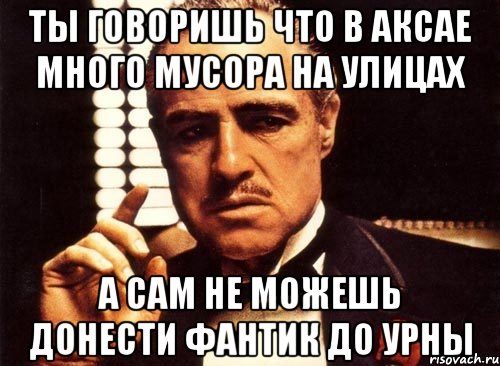 ты говоришь что в аксае много мусора на улицах а сам не можешь донести фантик до урны, Мем крестный отец