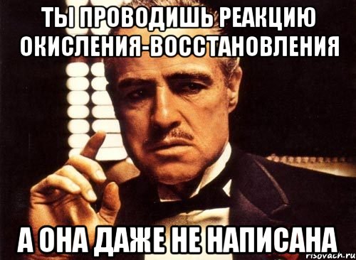 ты проводишь реакцию окисления-восстановления а она даже не написана, Мем крестный отец