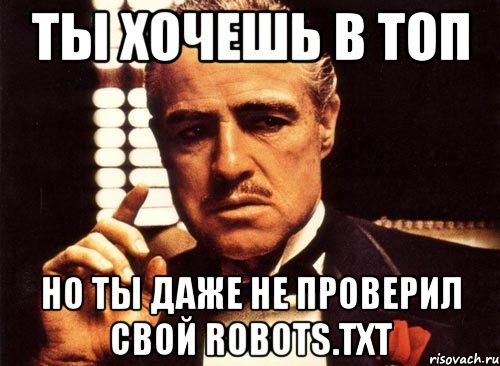 ты хочешь в топ но ты даже не проверил свой robots.txt, Мем крестный отец