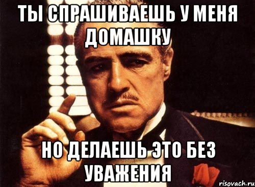 ты спрашиваешь у меня домашку но делаешь это без уважения, Мем крестный отец