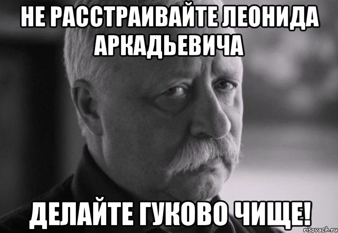 не расстраивайте леонида аркадьевича делайте гуково чище!, Мем Не расстраивай Леонида Аркадьевича