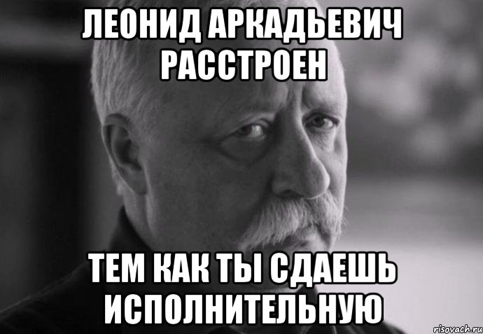 леонид аркадьевич расстроен тем как ты сдаешь исполнительную, Мем Не расстраивай Леонида Аркадьевича