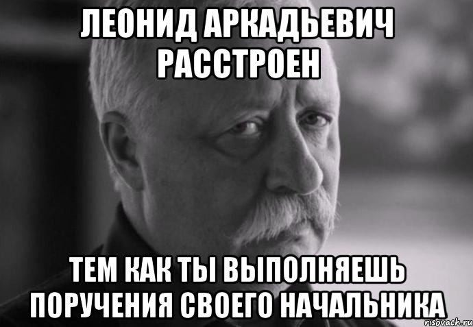 леонид аркадьевич расстроен тем как ты выполняешь поручения своего начальника, Мем Не расстраивай Леонида Аркадьевича