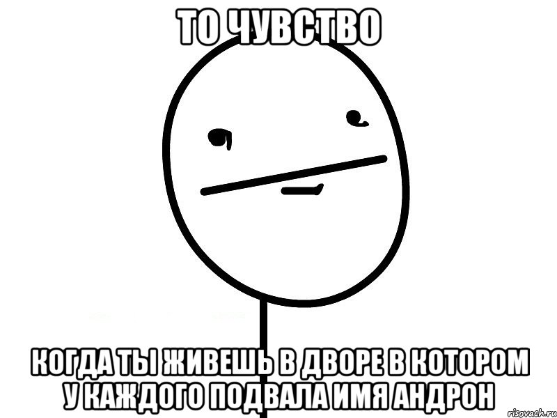 то чувство когда ты живешь в дворе в котором у каждого подвала имя андрон, Мем Покерфэйс