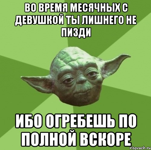 во время месячных с девушкой ты лишнего не пизди ибо огребешь по полной вскоре, Мем Мастер Йода