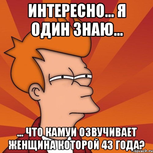 интересно... я один знаю... ... что камуи озвучивает женщина которой 43 года?, Мем Мне кажется или (Фрай Футурама)