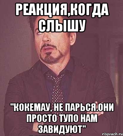 реакция,когда слышу "кокемау, не парься.они просто тупо нам завидуют"