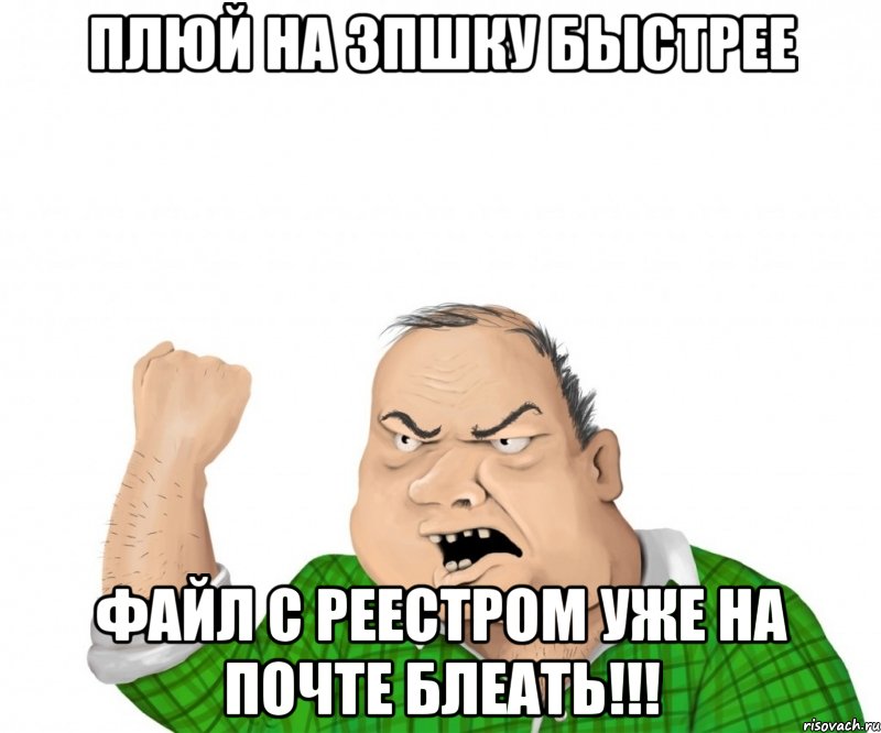 плюй на зпшку быстрее файл с реестром уже на почте блеать!!!, Мем мужик