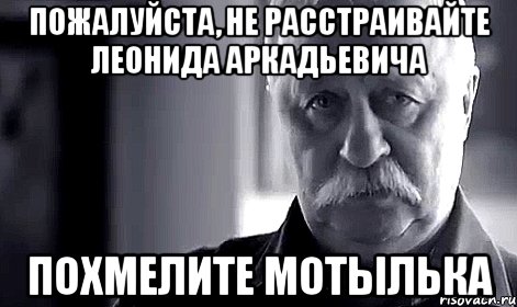 пожалуйста, не расстраивайте леонида аркадьевича похмелите мотылька