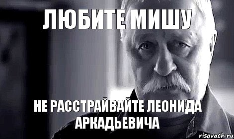 любите Мишу не расстрайвайте Леонида Аркадьевича, Мем Не огорчай Леонида Аркадьевича