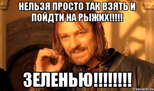 нельзя просто так взять и пойдти на рыжих!!! зеленью!!!, Мем Нельзя просто так взять и (Боромир мем)