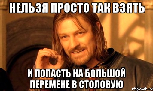 нельзя просто так взять и попасть на большой перемене в столовую, Мем Нельзя просто так взять и (Боромир мем)