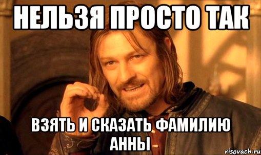 нельзя просто так взять и сказать фамилию анны, Мем Нельзя просто так взять и (Боромир мем)