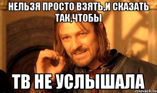 нельзя просто взять,и сказать так,чтобы тв не услышала, Мем Нельзя просто так взять и (Боромир мем)