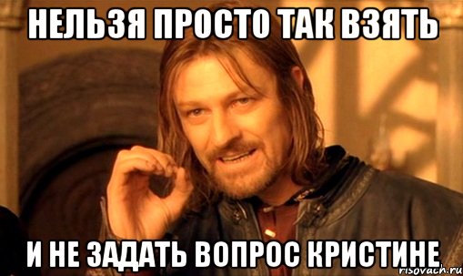 нельзя просто так взять и не задать вопрос кристине, Мем Нельзя просто так взять и (Боромир мем)