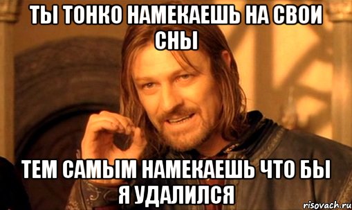 ты тонко намекаешь на свои сны тем самым намекаешь что бы я удалился, Мем Нельзя просто так взять и (Боромир мем)