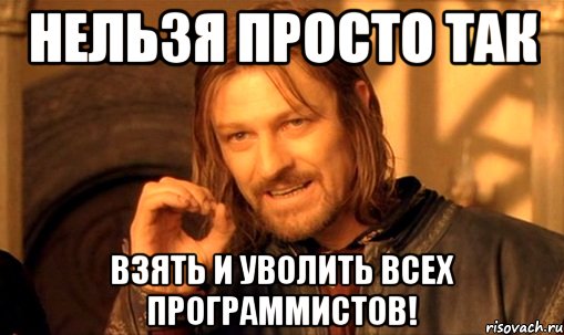 нельзя просто так взять и уволить всех программистов!, Мем Нельзя просто так взять и (Боромир мем)