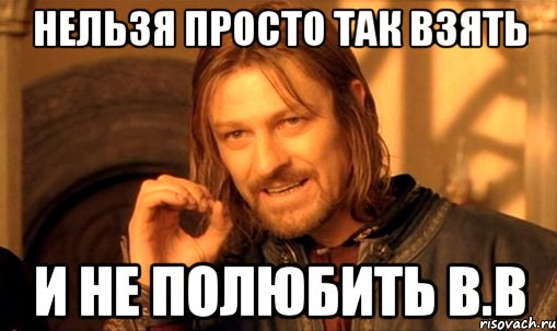 нельзя просто так взять и не полюбить в.в, Мем Нельзя просто так взять и (Боромир мем)