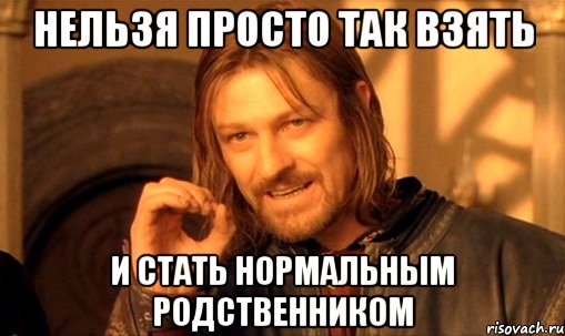 нельзя просто так взять и стать нормальным родственником, Мем Нельзя просто так взять и (Боромир мем)