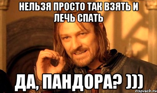 нельзя просто так взять и лечь спать да, пандора? ))), Мем Нельзя просто так взять и (Боромир мем)